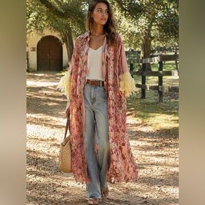 Free People Beach Cover Up Dress XS Pink Printed Lightweight Tunic